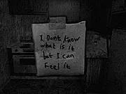 I Miss You 2 free online horror game screenshot of a dark, haunted house interior with a ghostly figure