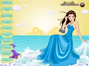 Ice Lilly dress up game featuring a beautiful ice princess character in a blue sparkling gown. Play the free online fashion game on PlayArcadeHub.