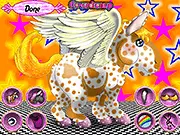 A fantastic horse with a rainbow mane and shimmering wings in the online dress-up game