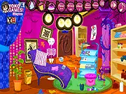 Tattoo Shop Clean Up free online game screenshot, a messy studio with tattoo equipment and ink bottles, cleaning and hidden object game