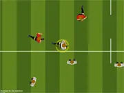 Screenshot of the Rugby World Cup 2007 online game showing two teams clashing on the rugby field during a match.