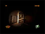 Screenshot of the free online game Shudder Speed, showing a dark, spooky room inside a haunted house with a faint ghostly figure.