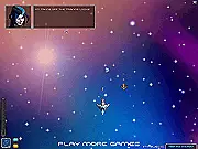 A screenshot of the Protostar 2D Vertical Space Shooter game showing the player's starship firing a laser beam at a large, detailed enemy spacecraft amidst a backdrop of stars and nebulae.