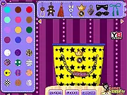 Celebrity Purse Designer online game screenshot - A customizable handbag being decorated with shiny jewels and a gold chain, fashion design game free to play.