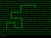 Matrix Snake retro arcade game showing a green digital snake on a black background