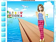 Umbrella Girl Dress Up free online fashion game screenshot, girl holding a stylish umbrella