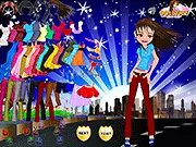 New Jerry Fashion Dress Up free online game screenshot, girl model surrounded by accessories