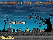 Super Julio 2 free online platformer game screenshot showing the hero jumping over a monster in a spooky, pixelated town environment.