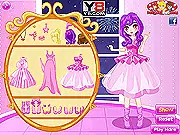Fashion doll in a pink party dress, playing Pink Party Dress Up online game free, styling character with accessories