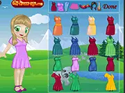 Screenshot of Herding Girl Dress Up game showing the character styled in a chic country outfit on PlayArcadeHub