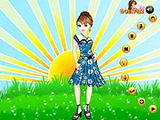 The main screen of the Orleans Dress Up game showing the character Orleans and various fashion accessories like dresses, shoes, and jewelry available for selection