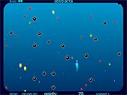 Screenshot of the Abstracta free online game showing a minimalist, abstract shooter environment with geometric enemies and player ship.
