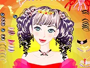 Haley Makeup game screenshot, showing a young woman with various cosmetic and hairstyle options ready to be applied