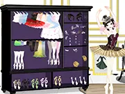 Screenshot of Ballet Fashion Dress Up game showing a ballerina in a custom-styled tutu and pointe shoes on PlayArcadeHub
