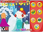 Elsa New Year Slacking free online game screenshot, showing Elsa secretly doing fun activities while her sister Anna is distracted