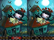 Lilith: A Friend at Hallows Eve free online game showing two friends finding differences in a spooky Halloween scene