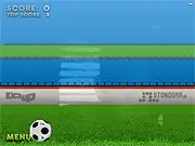 Kick Up game screenshot showing a virtual bowl or platform keeping a ball in the air, with a note indicating motion control via webcam.