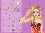 The girl model wearing Butterfly Jewelry in the free online makeover and dress up game.