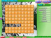 Close-up of a colorful letter grid with several hidden words highlighted diagonally and backwards in the Word Search 50 puzzle game