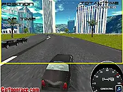 Limousine Race game screenshot showing a long, white limousine speeding on a racetrack