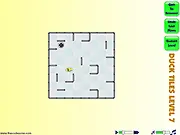 Screenshot of the Duck Tiles sliding puzzle game showing a grid of soapy tiles that form a path, with a rubber duck floating on the water, aiming towards a drain at the end of the line.