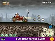 Free online driving game Around the World Race featuring a car climbing a steep hill while collecting coins