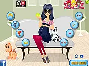 Ninth Month Pregnancy Dress Up game screen showing a beautiful pregnant woman in stylish maternity clothes, free fashion game online