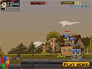 Down to Hell 2 free online action game screenshot showing a character fighting multiple demons in a dark, fiery environment