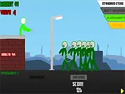 Undead Defense free online game screenshot, showing a fortified wall and turrets defending against a horde of attacking zombies