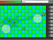 Rock Out Rivals game screen showing a character dodging music notes shot from cannons.