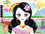 Ellen Best Makeup free online makeover game screenshot showing a girl ready for a makeup session