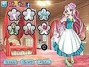 Flower Anime Princess dress up game screenshot showing the character in a beautiful floral gown and stylish hairstyle