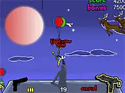 Screenshot of the Goodnight Santa: Sleigh Wreck game, showing Santa tumbling from a broken sleigh after a physics-based crash.
