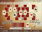Coffee Break Solitaire game screenshot featuring a clean, organized layout of playing cards on a table