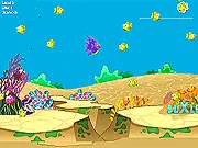 The small piranha 'Hero' swimming through the ocean, chasing smaller fish and avoiding large predators in the Eat or Be Eaten game