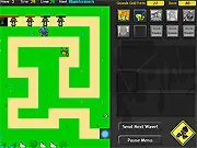 Portal Tower Defense free online game screenshot showing a map with character-themed defensive towers battling waves of ground and air enemies