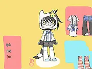 Piesang Dress-up! free online game for kids, dressing up a cute furry cat character with accessories