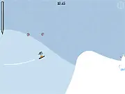 Fancy Snowboarding free online game screenshot, stick figure snowboarding, drawing lines to create a ramp, Fancy Pants collecting squiggles