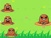 Moles Attack free online game screenshot, hammer hitting a mole, classic whack a mole arcade game