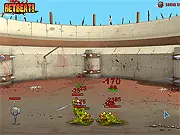 Two custom-bred monsters, one mechanical and one organic, standing in a battle arena in the free online RPG game Monstercraft