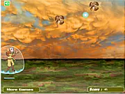 Free online game thumbnail for Avatar Shooting, showing Aang, the Avatar, using his bending powers to shoot projectiles at incoming Fire Nation forces.