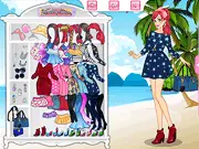 Screenshot of the free online dress-up game Ariel Today on PlayArcadeHub, showing Princess Ariel in a fashionable human outfit with ocean-themed accessories