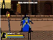 Batman fighting multiple enemies in a dark Gotham alleyway, screenshot from Batman Forever online adventure game