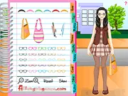 Geek Girl Dress Up free online game featuring a stylish girl wearing glasses and plaid clothing