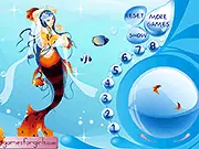 Incredible Little Mermaid dress up game featuring a mermaid character with a customizable shimmering tail and seashells in her hair.