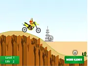 Aang riding a dirt bike on a challenging stunt track, Avatar Ride online game screenshot