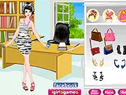 Screenshot of the Social Media Fashionista dress up game showing a young girl in a trendy, fashionable outfit, ready to be photographed for a social media post.
