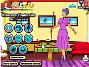 Princess Cinderella Halloween Dress Up free online game screenshot showing costumes on PlayArcadeHub