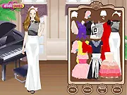 Elegant young woman in a beautiful gown sitting at a grand piano, Elegant Pianist free online fashion game