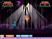 Pumpkin Fairy Adventure free online game screenshot - a fairy collecting pumpkin seeds with a mouse on PlayArcadeHub